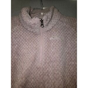 Columbia Kids Fleece Pullover Jacket Pink Textured Quarter Zip Size XL 18 20
